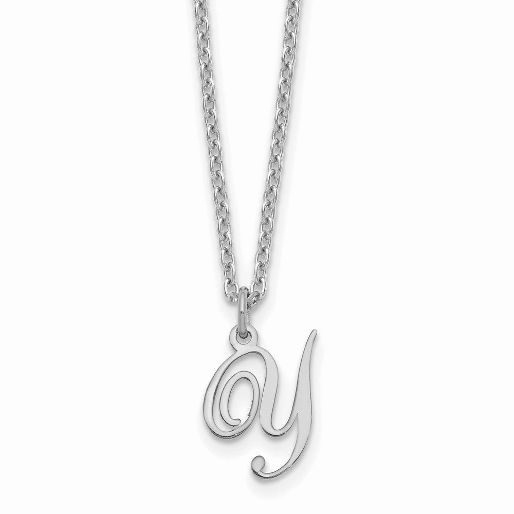Sterling Silver Rhodium-plated Letter Y Initial Necklace