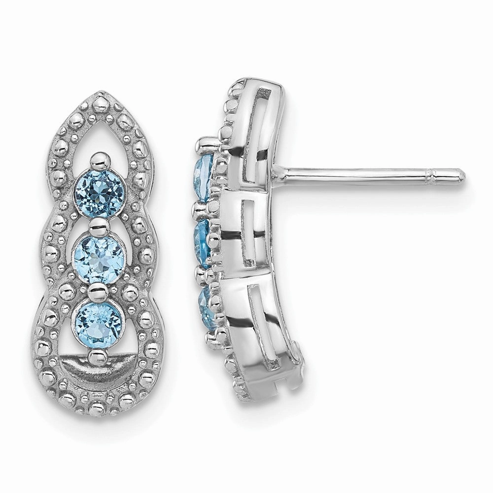 Sterling Silver Rhodium-plated Light Swiss Blue Topaz Post Earrings