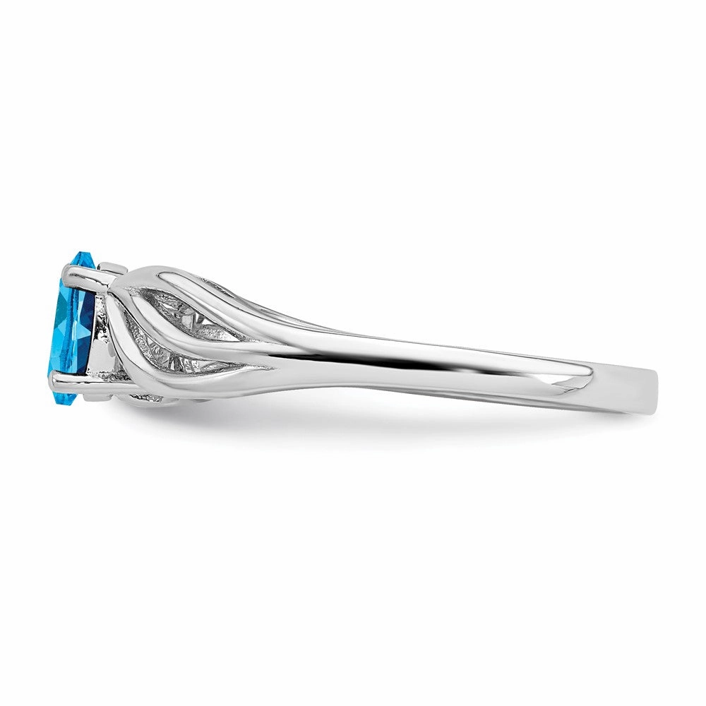 Sterling Silver Rhodium-plated Light Swiss Blue Topaz Ring