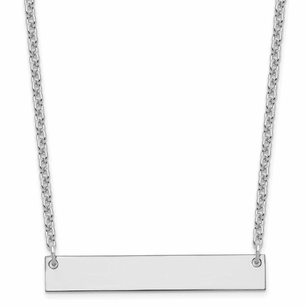 Sterling Silver/Rhodium-plated Medium Blank Bar Necklace