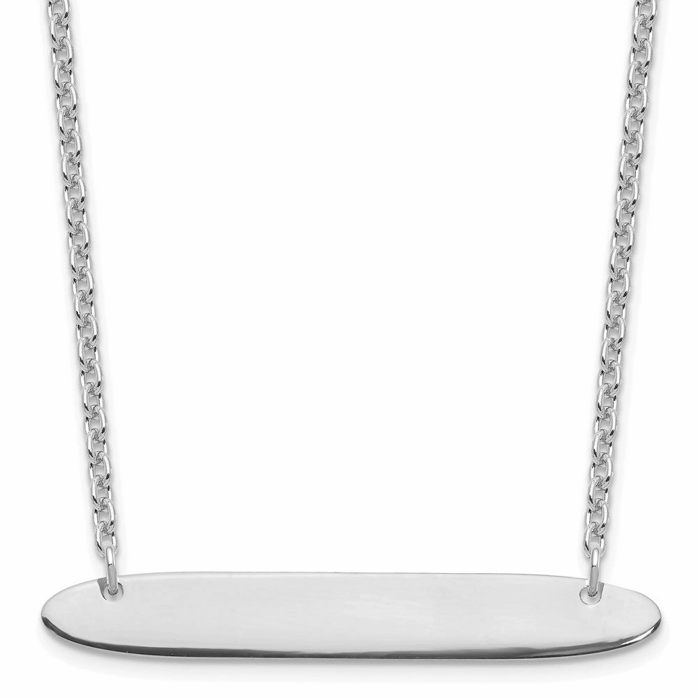 Sterling Silver/Rhodium-plated Medium Oblong Blank Bar Necklace