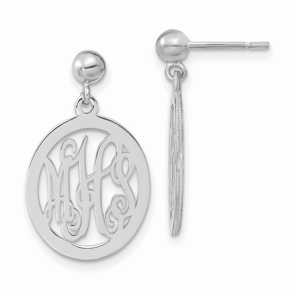 Sterling Silver/Rhodium-plated Monogram Dangle Earrings