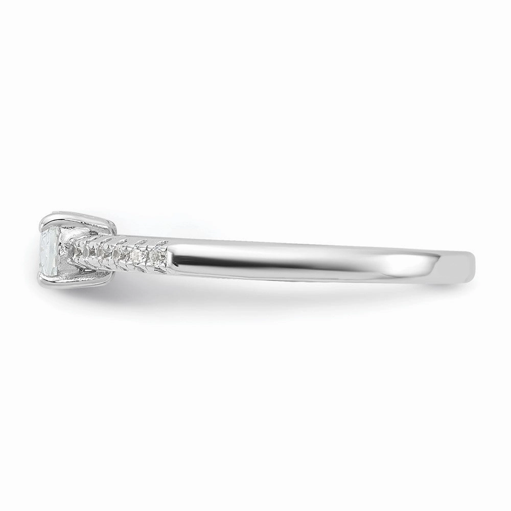 Sterling Silver Rhodium-plated Oval CZ Ring