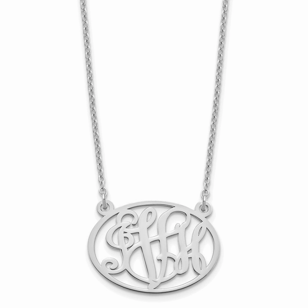 Sterling Silver/Rhodium-plated Oval Monogram Necklace