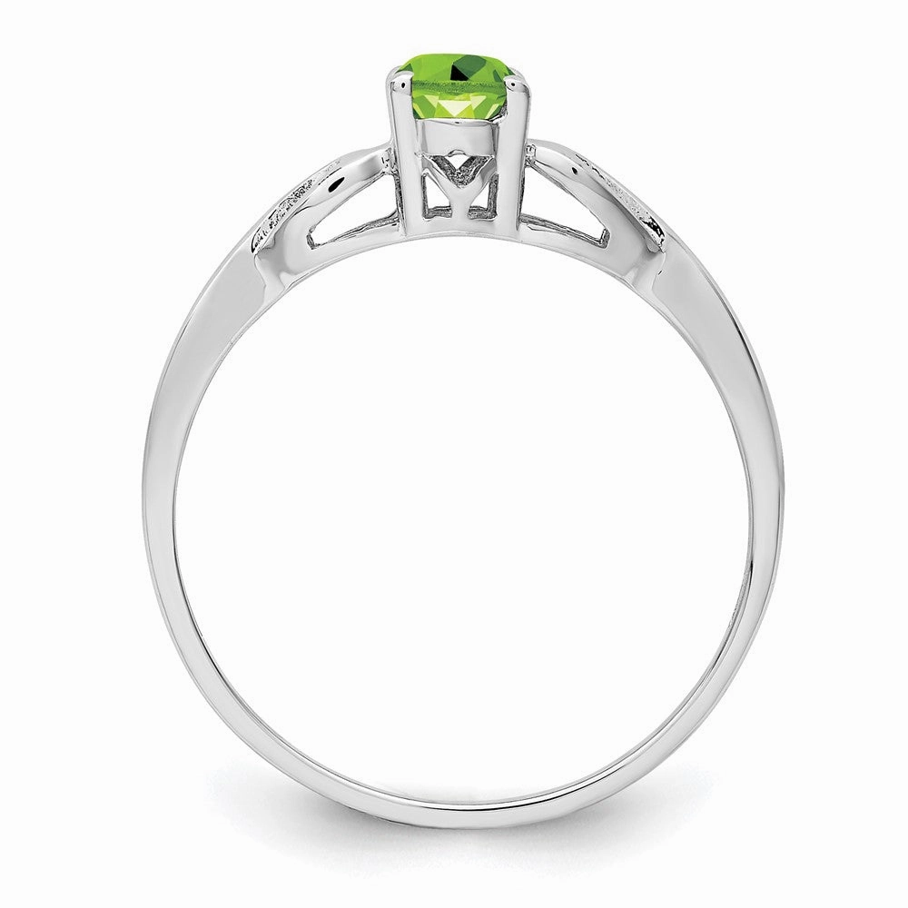 Sterling Silver Rhodium-plated Peridot Ring