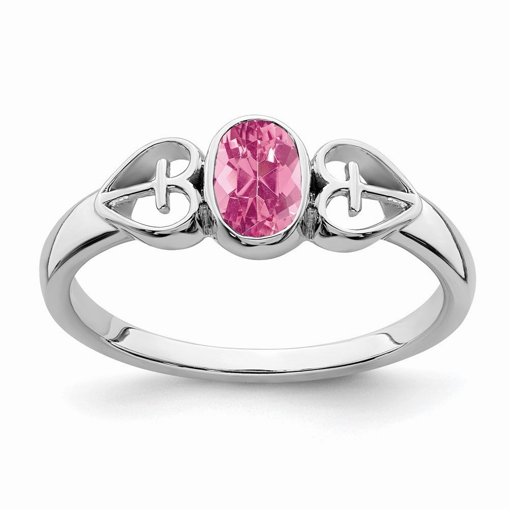 Sterling Silver Rhodium-plated Pink Tourmaline Ring