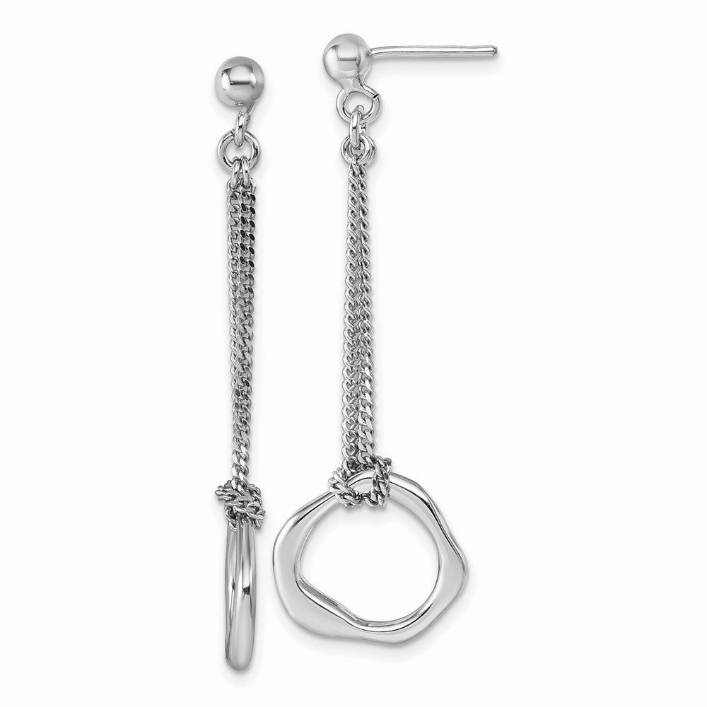 Sterling Silver Rhodium-plated Polished Abstract Chain Dangle Post Earrings