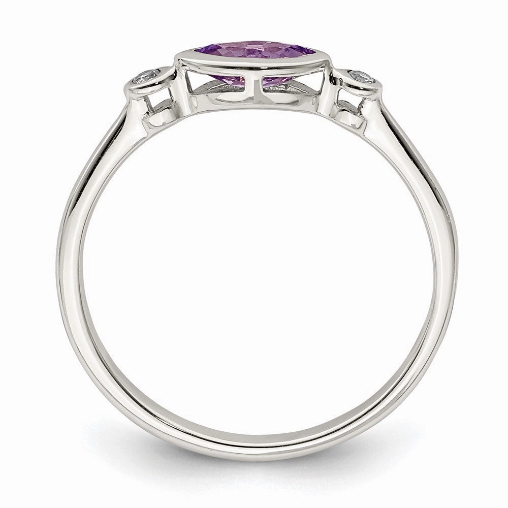 Sterling Silver Rhodium-plated Polished Amethyst/White Topaz Ring