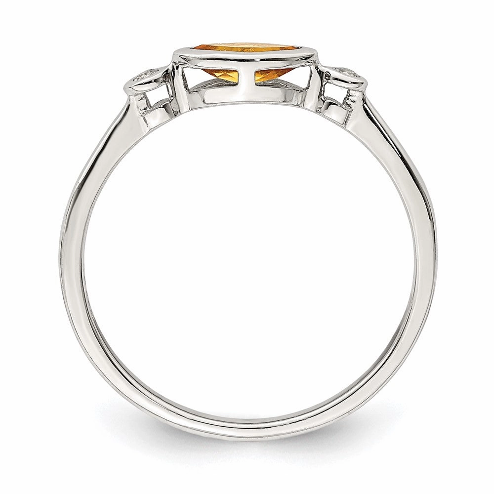 Sterling Silver Rhodium-plated Polished Citrine and White Topaz Ring