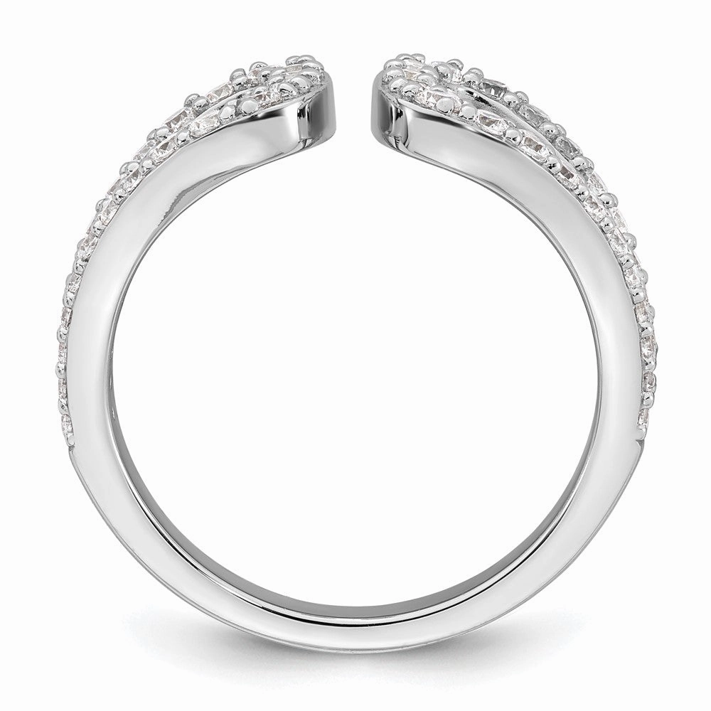 Sterling Silver Rhodium-plated Polished CZ Open Top Size 6 Ring
