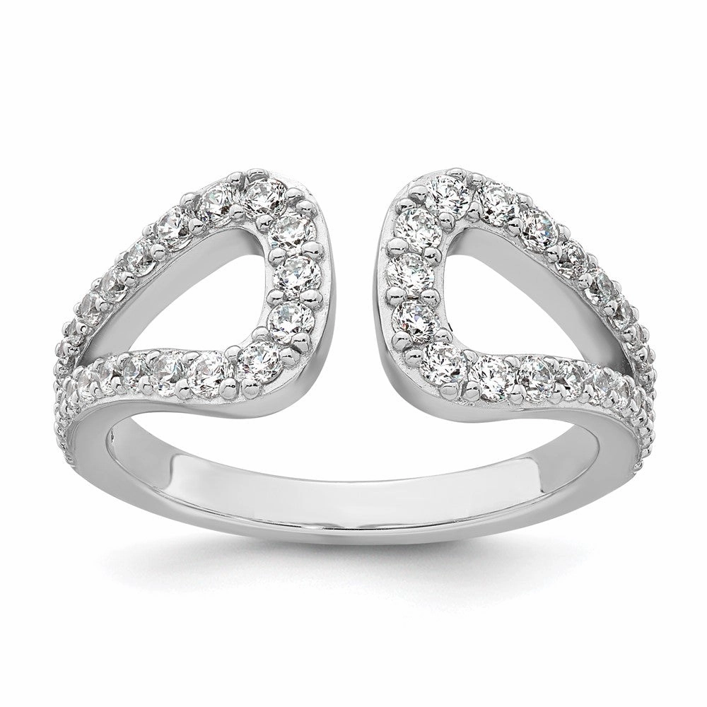 Sterling Silver Rhodium-plated Polished CZ Open Top Size 6 Ring