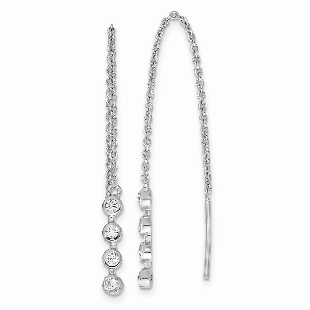 Sterling Silver Rhodium-plated Polished CZ Threader Earrings