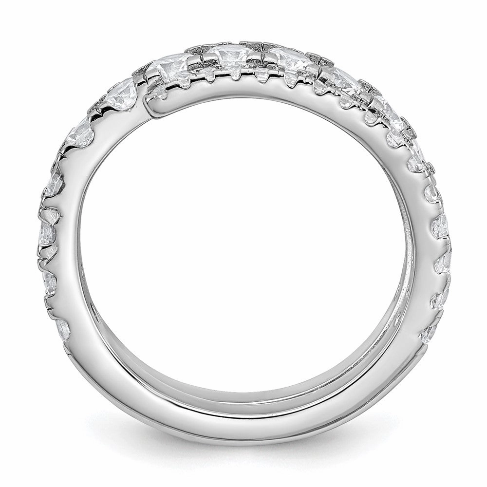 Sterling Silver Rhodium-plated Polished CZ Wrapped Band Size 6 Ring