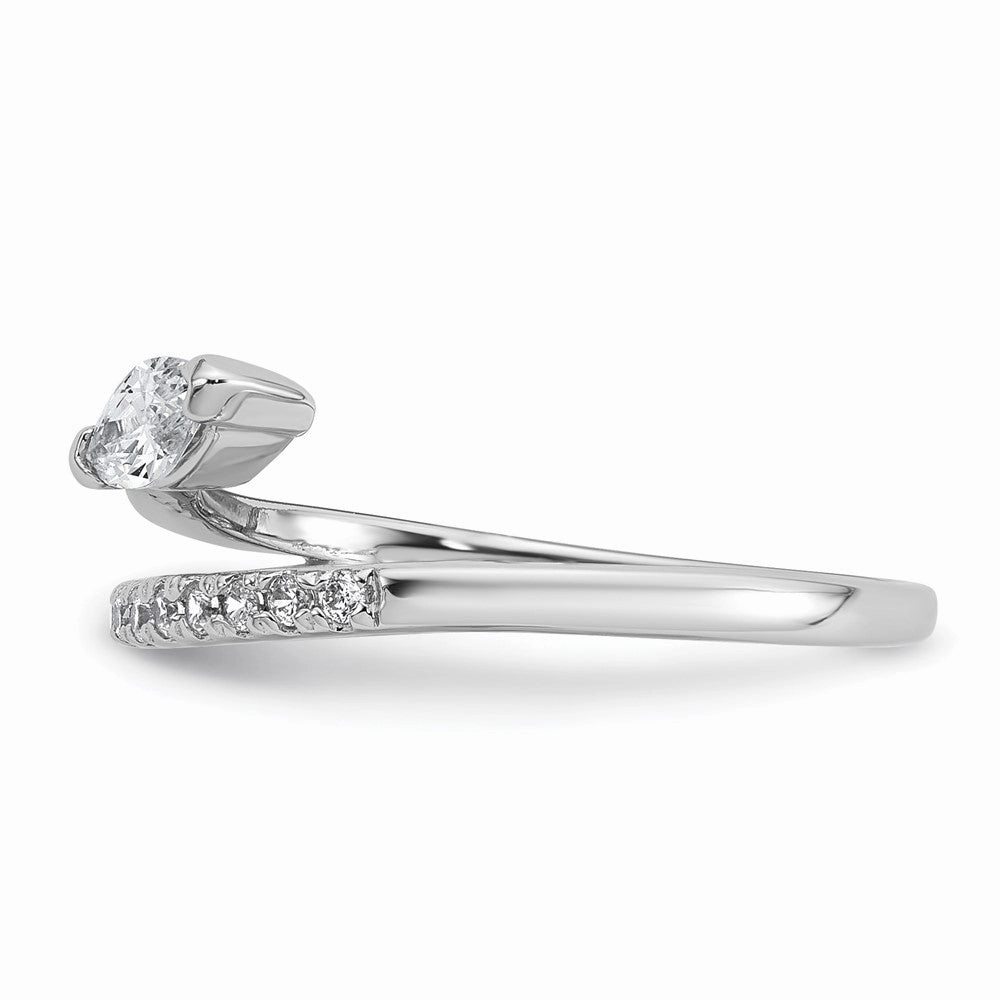 Sterling Silver Rhodium-plated Polished Fancy Marquise and Round CZ Size 6 Ring