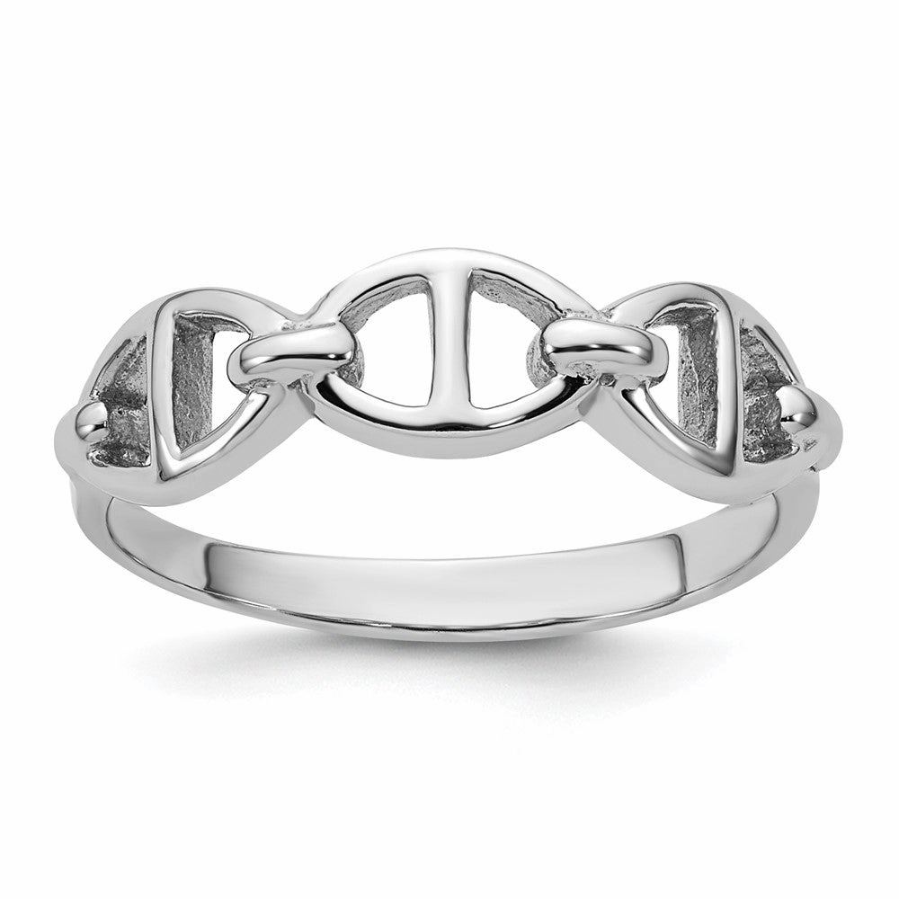 Sterling Silver Rhodium-plated Polished Mariner Link Size 6 Ring