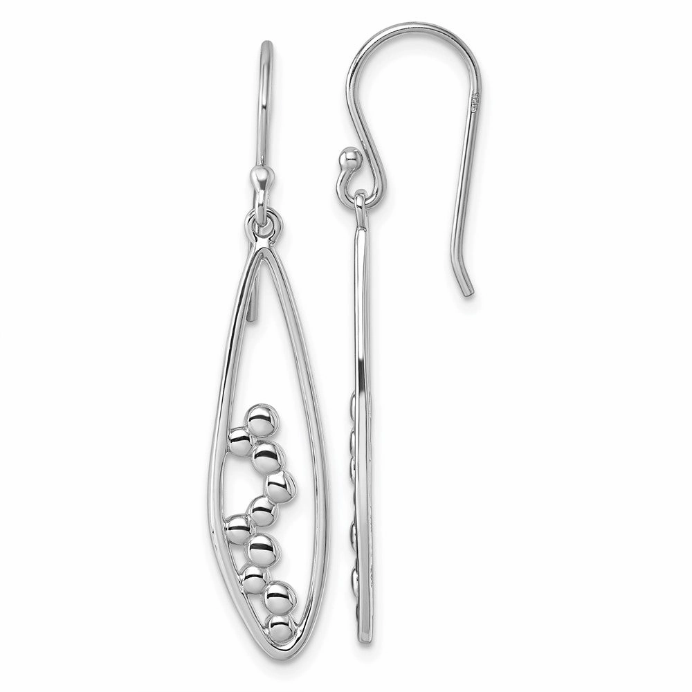 Sterling Silver Rhodium-plated Polished Oval Bubbles Dangle Earrings