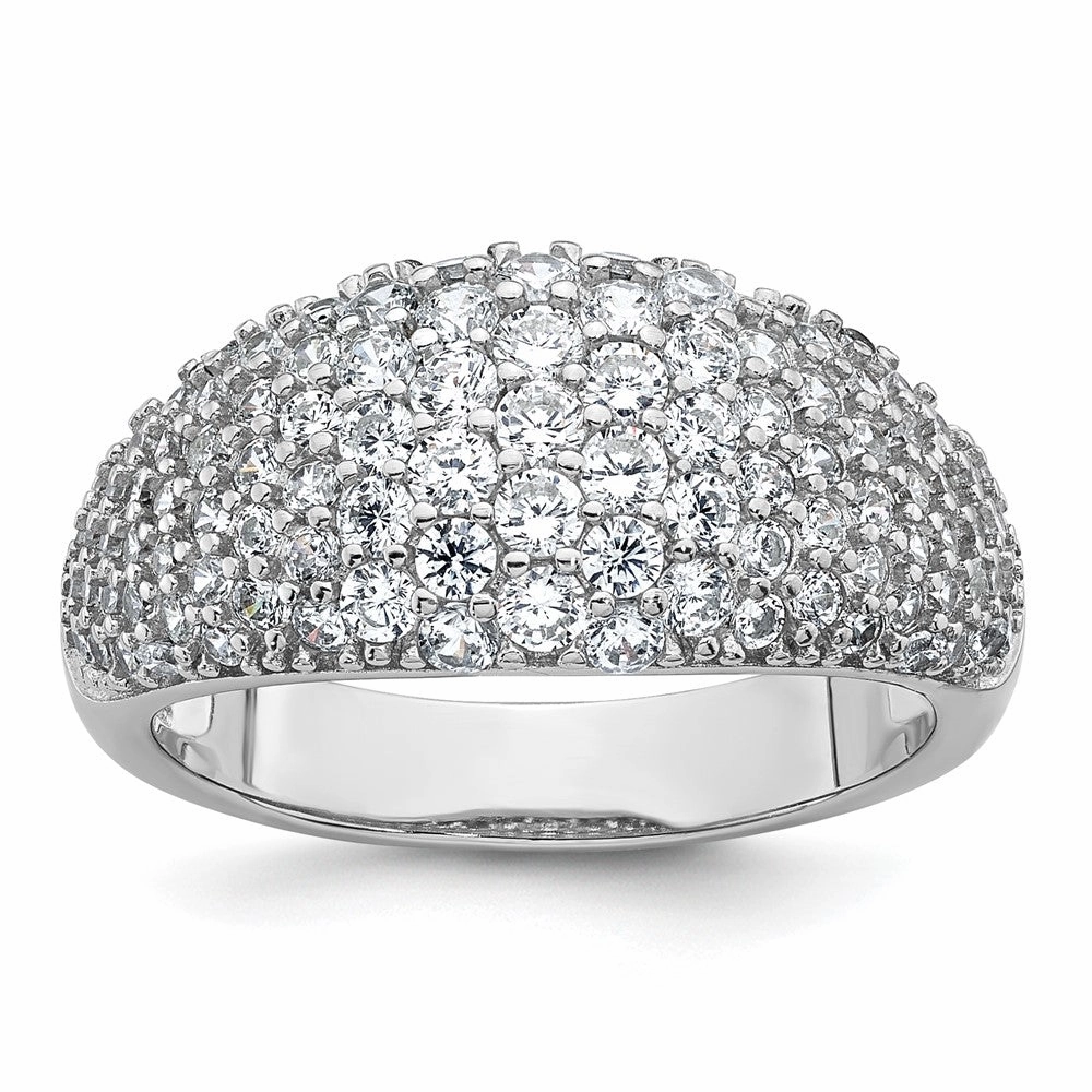 Sterling Silver Rhodium-plated Polished Tapered Pave CZ Size 6 Ring