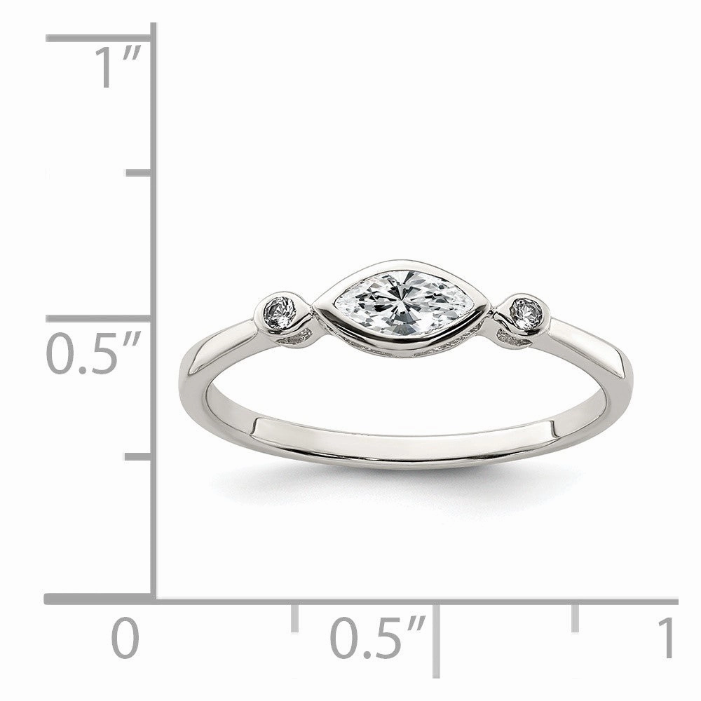 Sterling Silver Rhodium-plated Polished White Topaz Ring