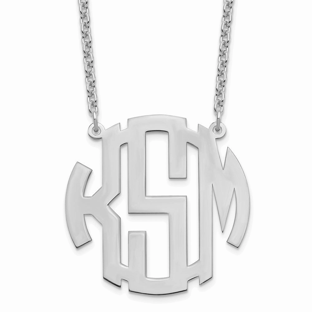 Sterling Silver/Rhodium-plated Round Monogram Necklace