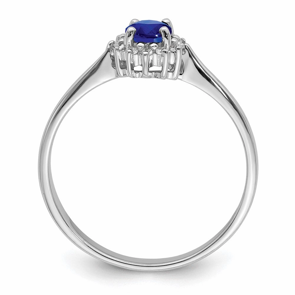 Sterling Silver Rhodium-plated Sapphire & Diamond Ring