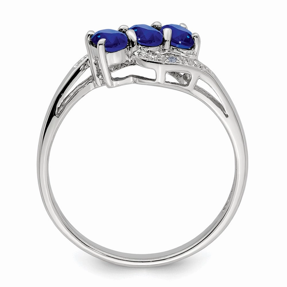 Sterling Silver Rhodium-plated Sapphire & Diamond Ring