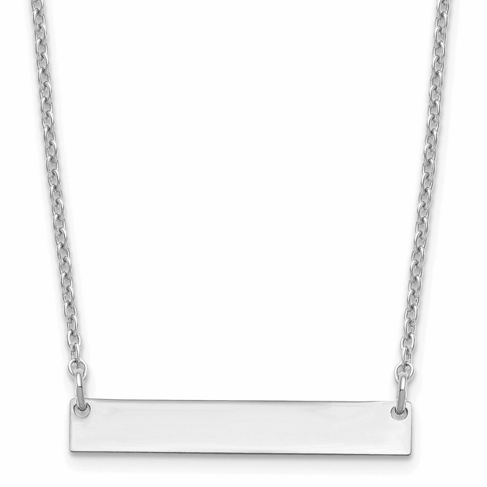Sterling Silver/Rhodium-plated Small Blank Bar Necklace