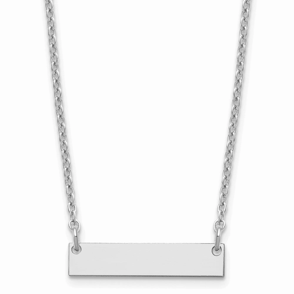 Sterling Silver/Rhodium-plated Small Blank Bar Necklace