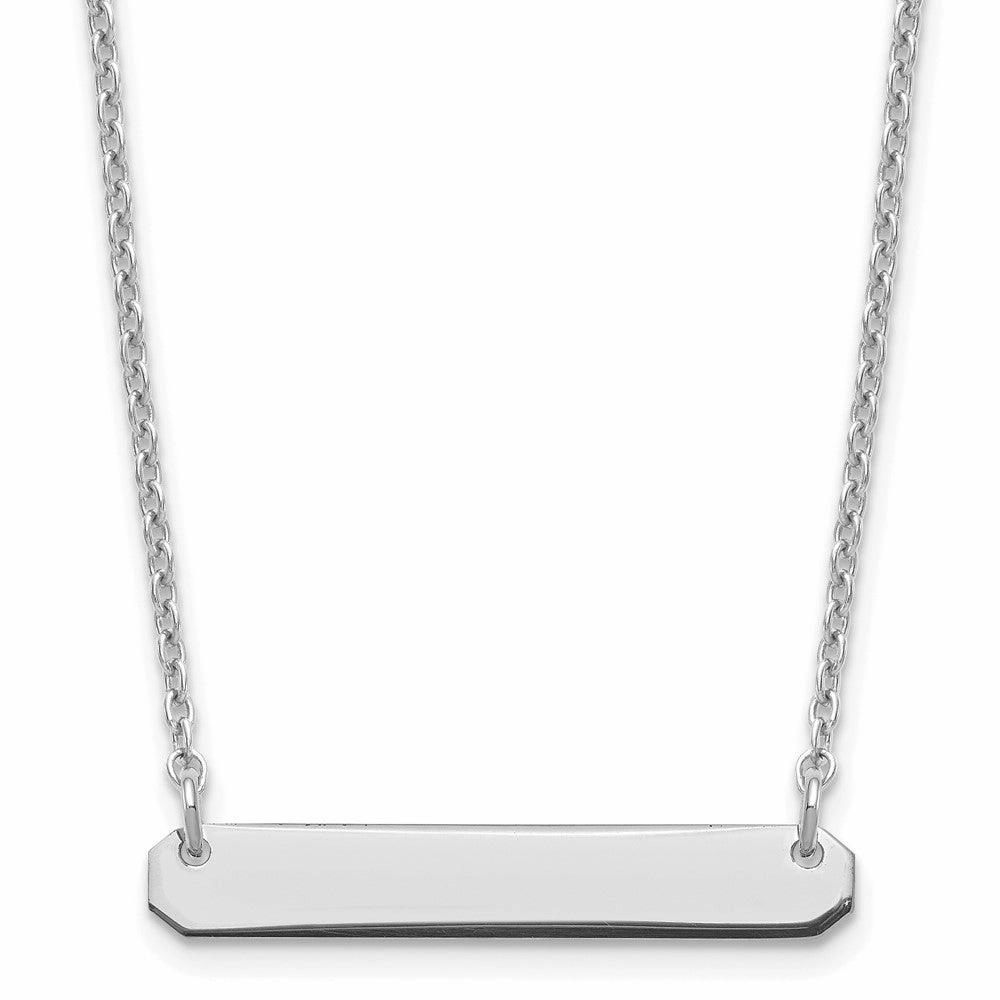 Sterling Silver/Rhodium-plated Small Blank Bar Necklace