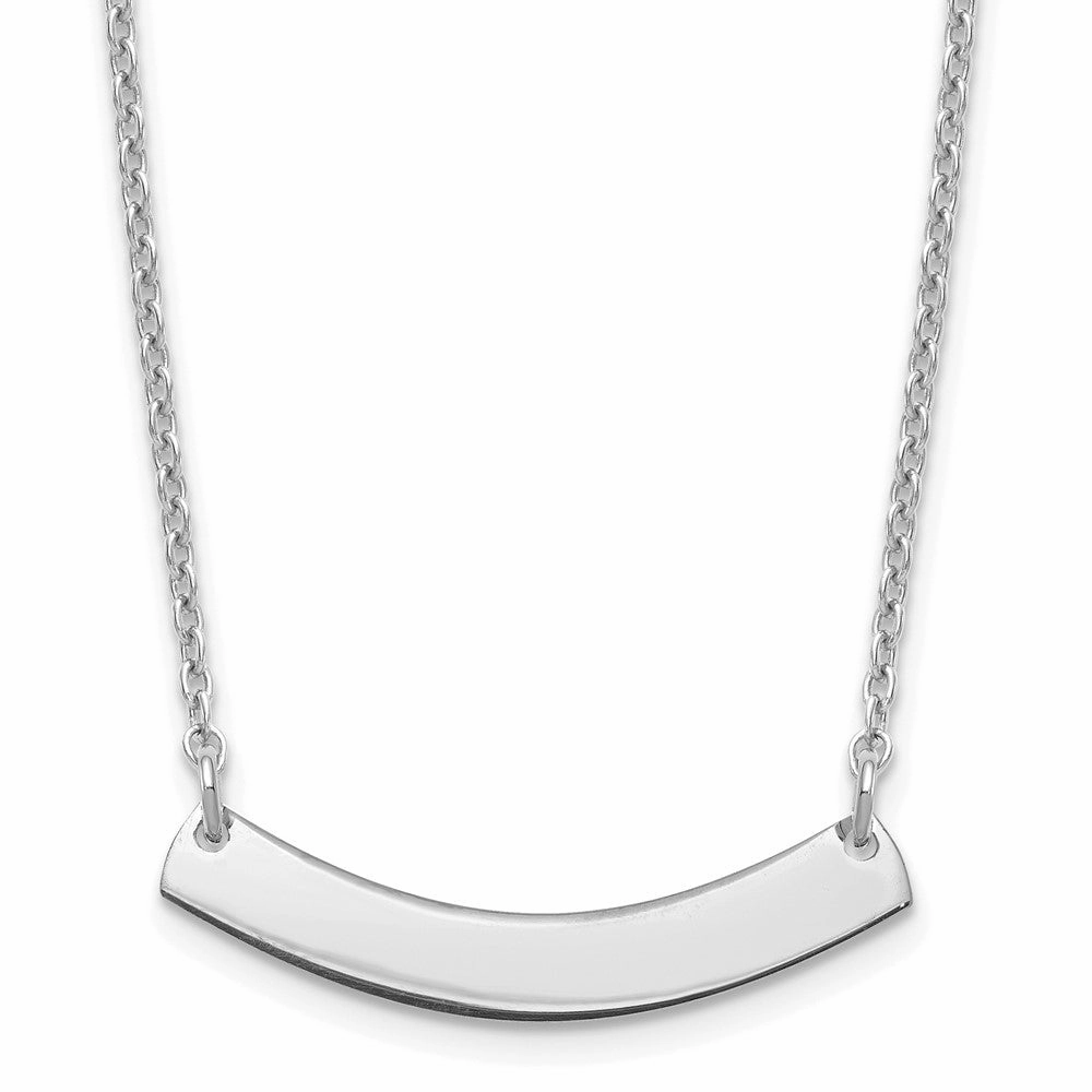 Sterling Silver/Rhodium-plated Small Curved Blank Bar Necklace