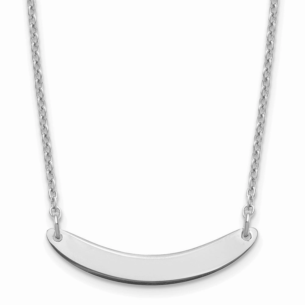 Sterling Silver/Rhodium-plated Small Curved Blank Bar Necklace