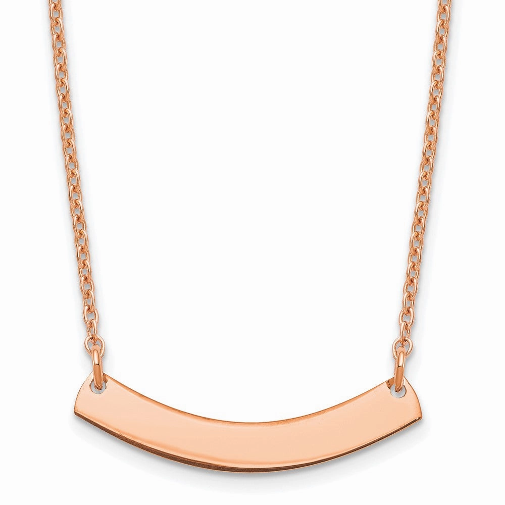 Sterling Silver/Rhodium-plated Small Curved Blank Bar Necklace