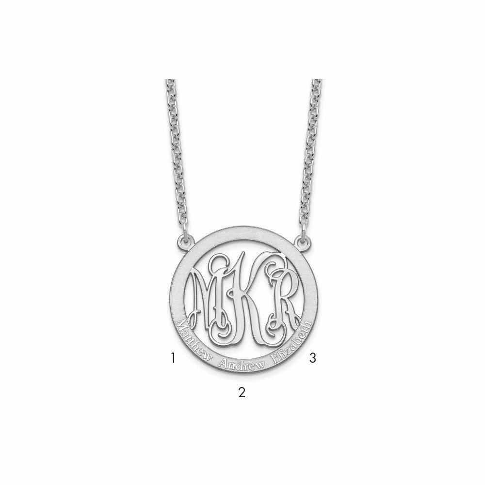 Sterling Silver/Rhodium-plated Small Family Monogram Necklace