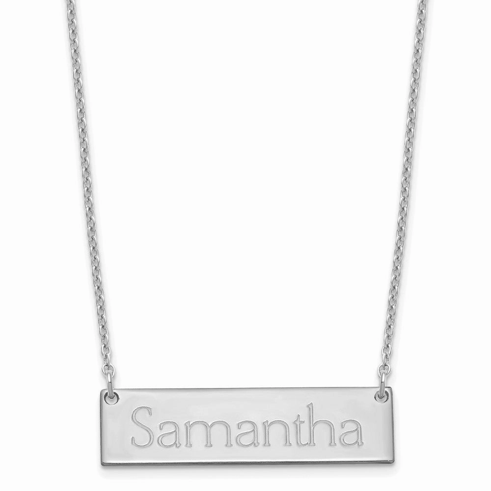Sterling Silver/Rhodium-plated Small Name Bar Necklace