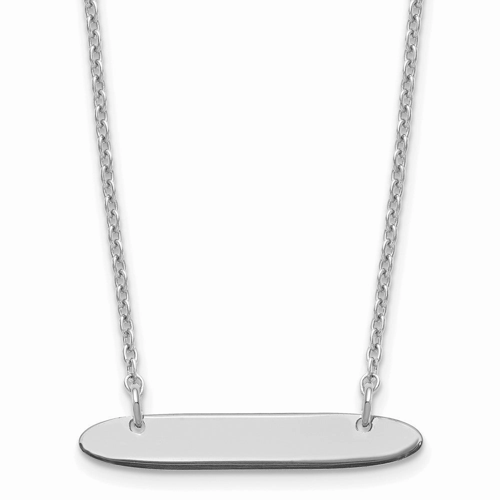 Sterling Silver/Rhodium-plated Small Oblong Blank Bar Necklace