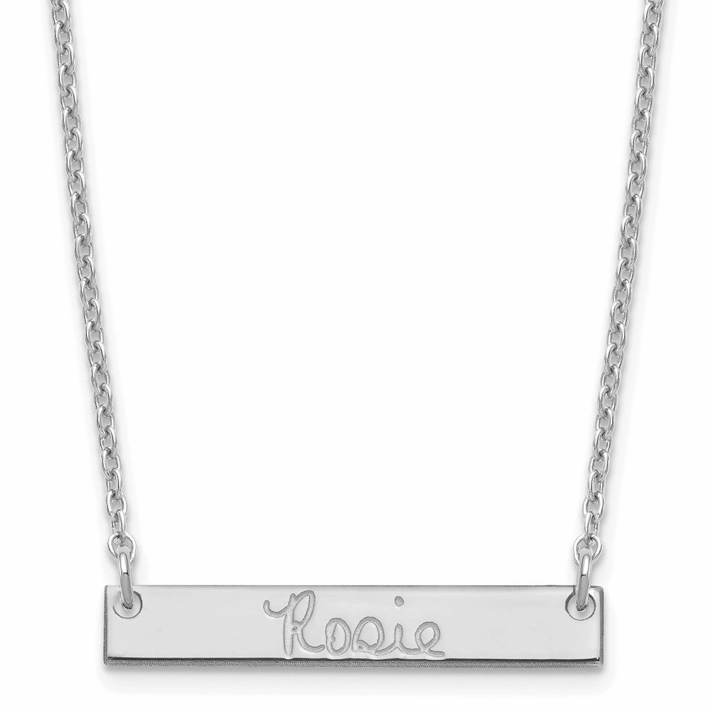 Sterling Silver/Rhodium-plated Small Signature Bar Necklace