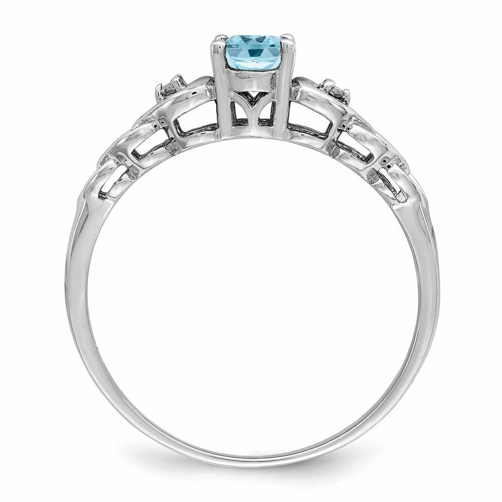 Sterling Silver Rhodium-plated Swiss Blue Topaz & Diam. Ring
