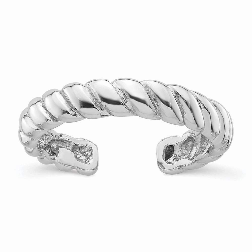 Sterling Silver Rhodium-plated Textured Twist Adjustable Ring
