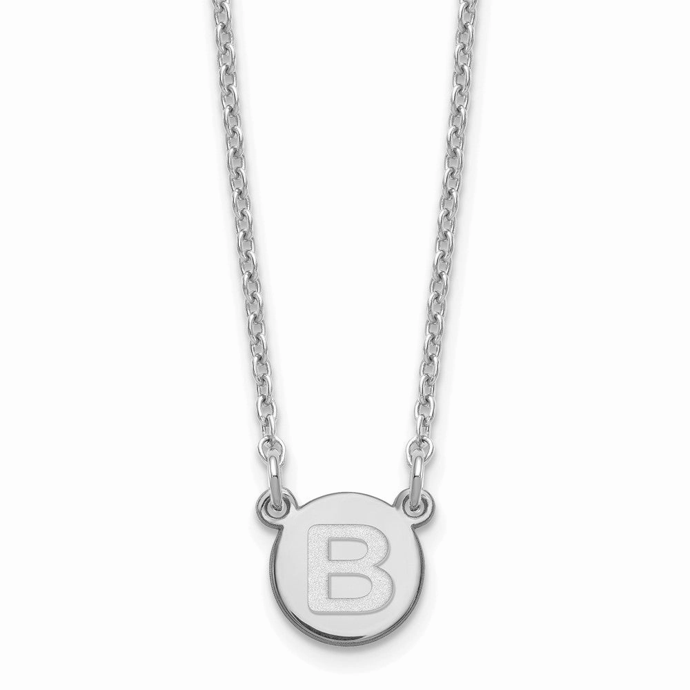 Sterling Silver Rhodium-plated Tiny Circle Block Letter B Initial Necklace