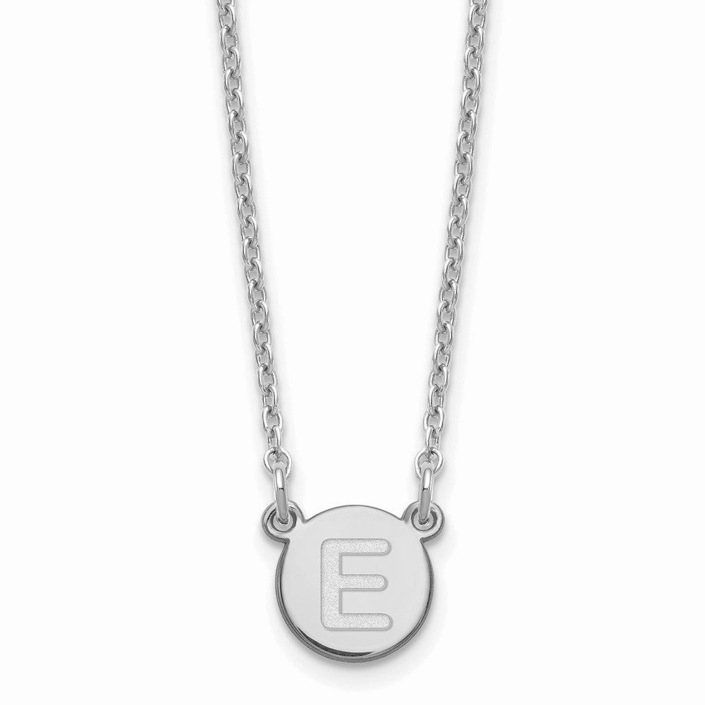 Sterling Silver Rhodium-plated Tiny Circle Block Letter E Initial Necklace