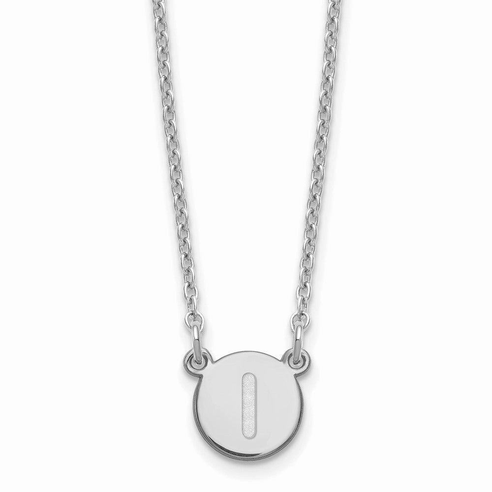Sterling Silver Rhodium-plated Tiny Circle Block Letter I Initial Necklace