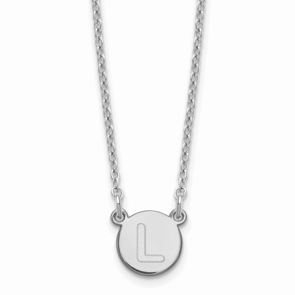 Sterling Silver Rhodium-plated Tiny Circle Block Letter L Initial Necklace