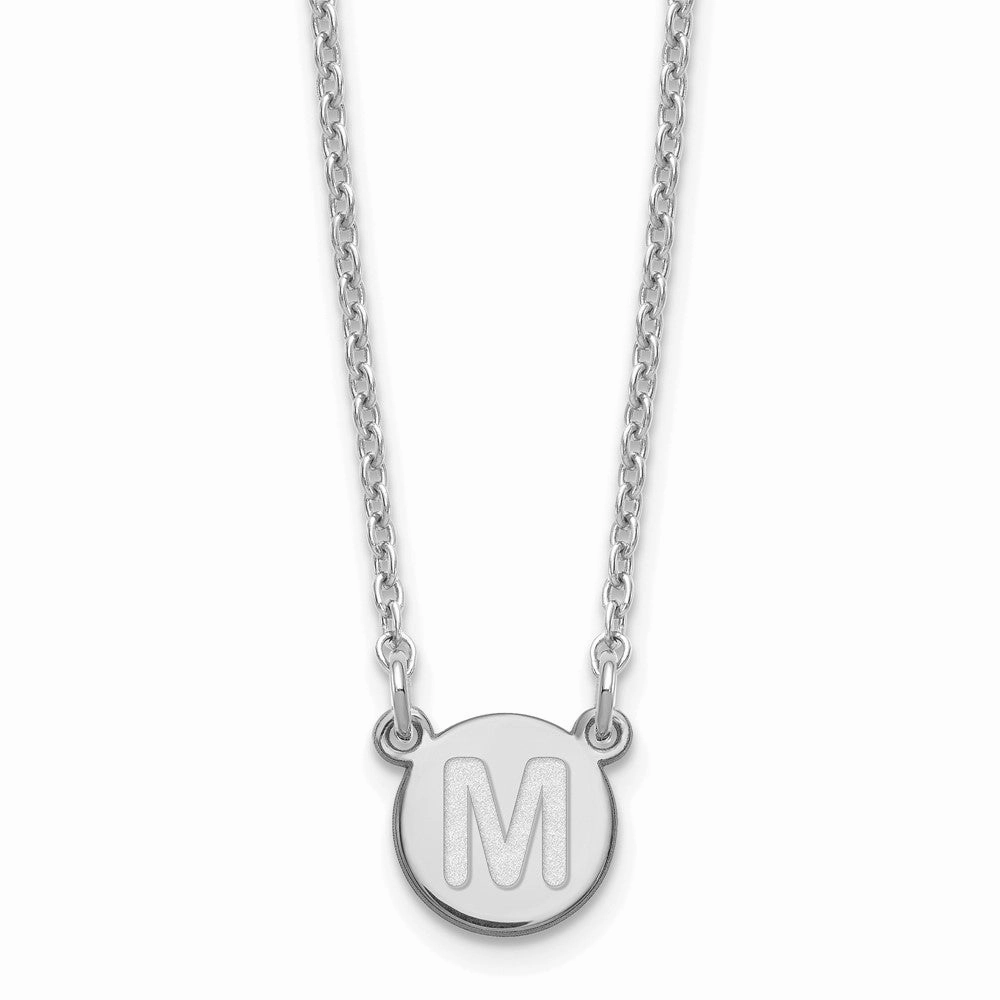 Sterling Silver Rhodium-plated Tiny Circle Block Letter M Initial Necklace