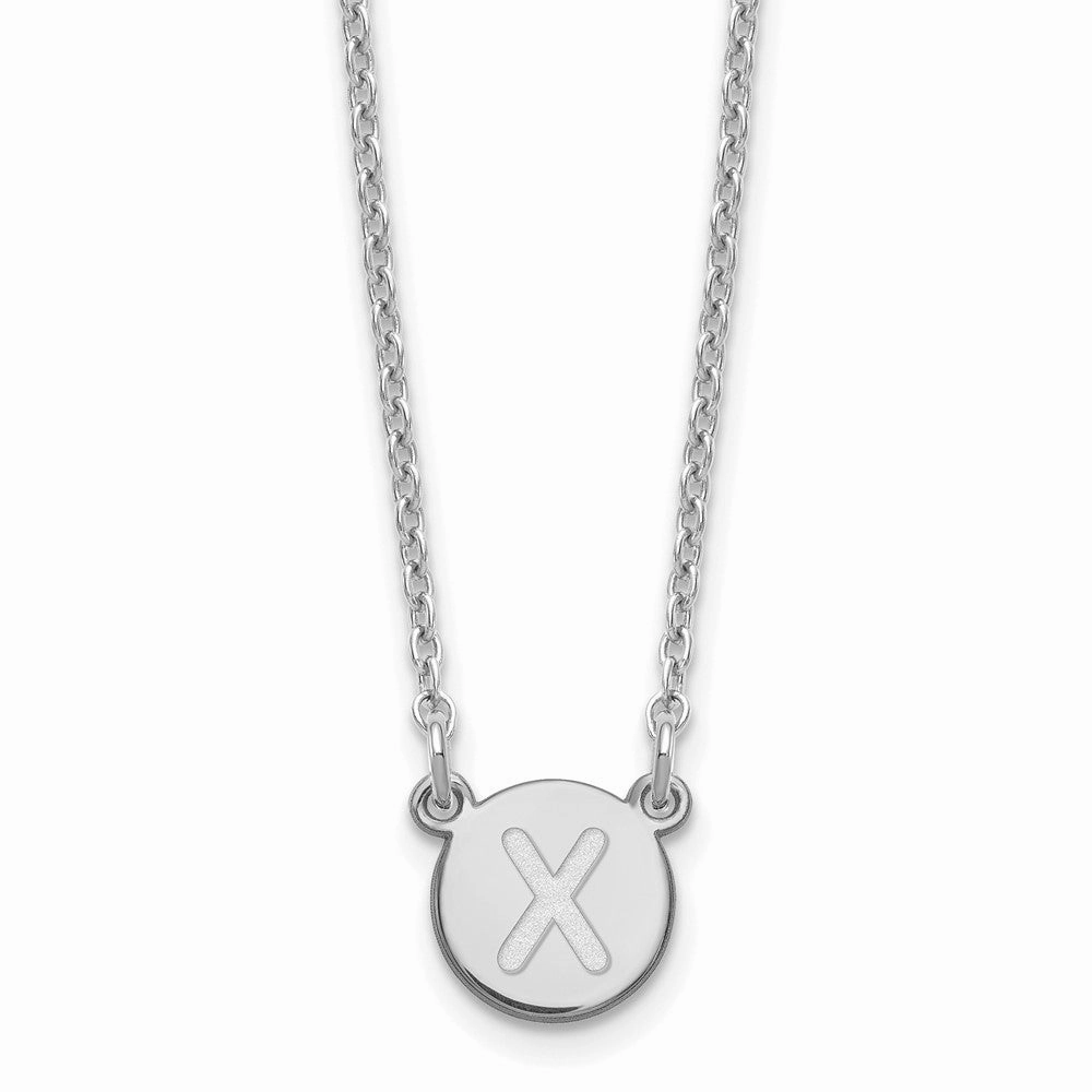 Sterling Silver Rhodium-plated Tiny Circle Block Letter X Initial Necklace