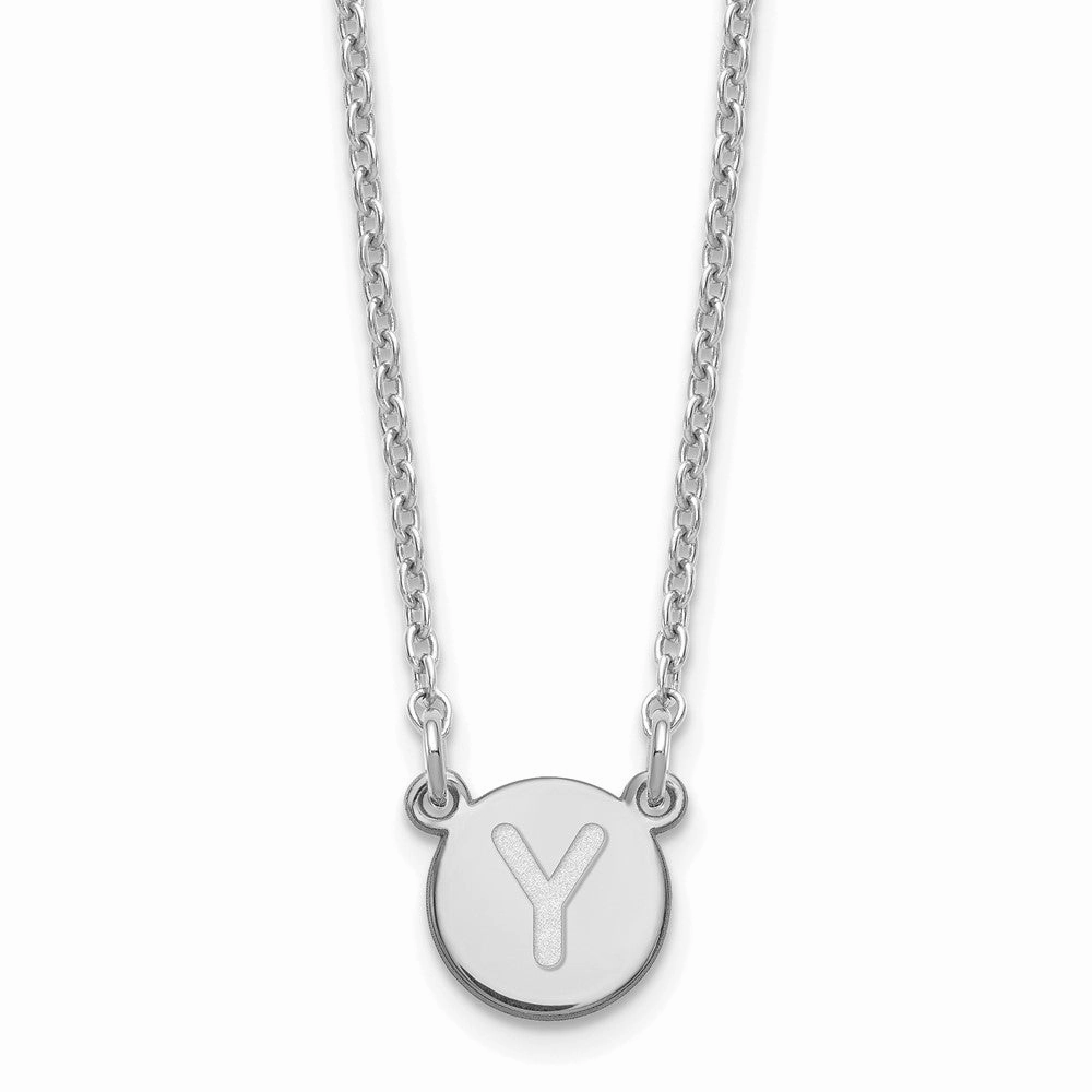 Sterling Silver Rhodium-plated Tiny Circle Block Letter Y Initial Necklace