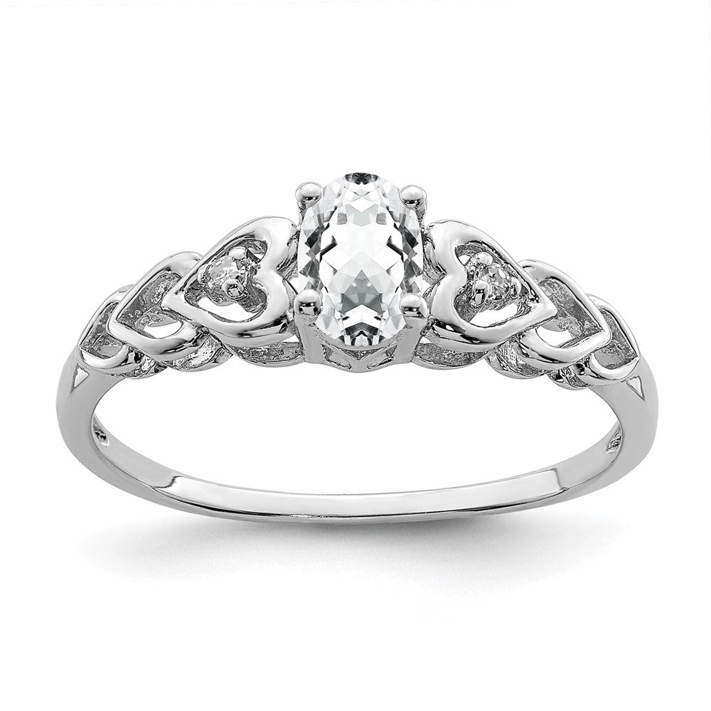 Sterling Silver Rhodium-plated White Topaz & Diam. Ring