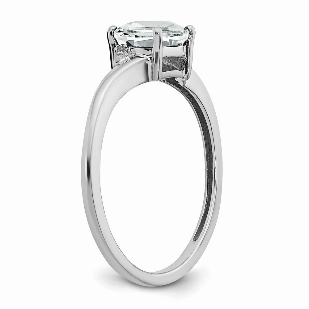 Sterling Silver Rhodium-plated White Topaz and Diamond Ring