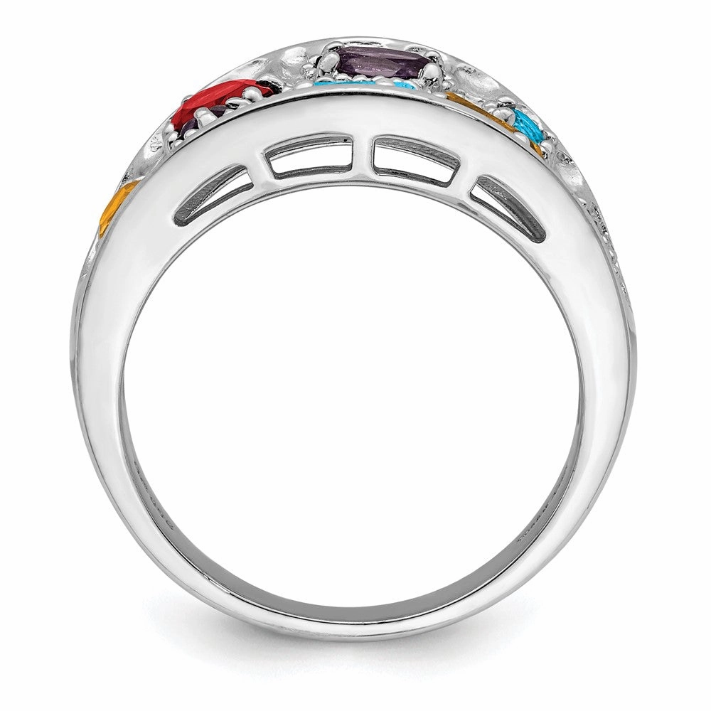 Sterling Silver Rhodium-plt Amethyst/Citrine/Blue Topaz/Garnet/Peridot Ring