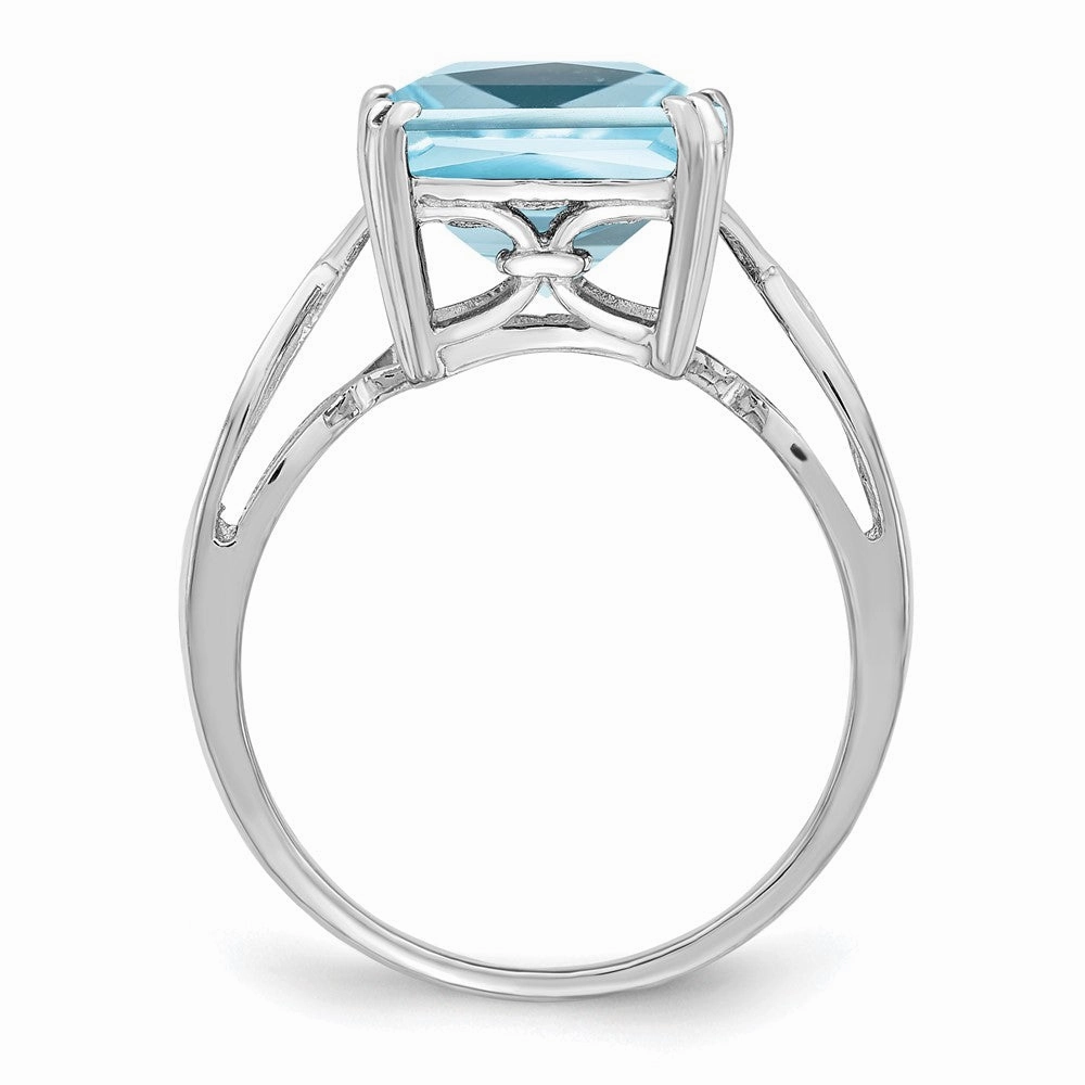 Sterling Silver Rhodium Sky Blue Topaz Ring