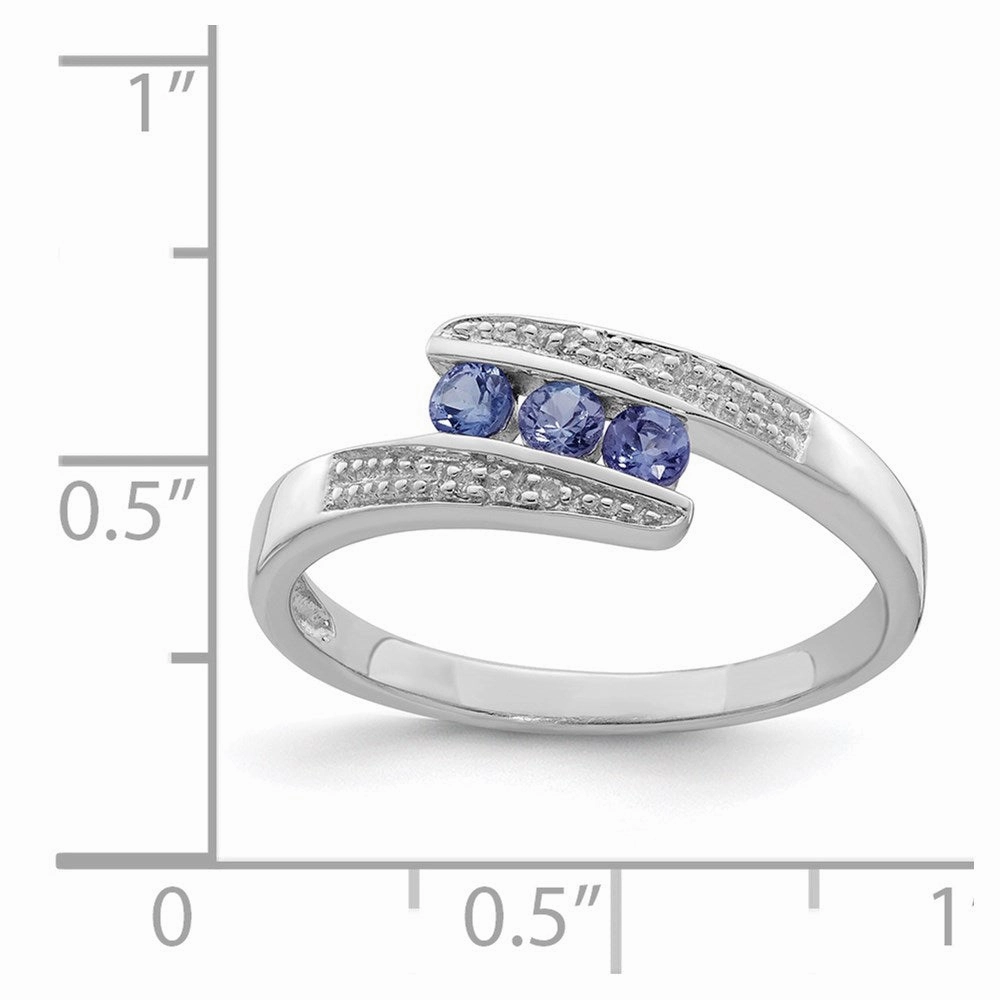 Sterling Silver Rhodium Tanzanite & Diam. Ring