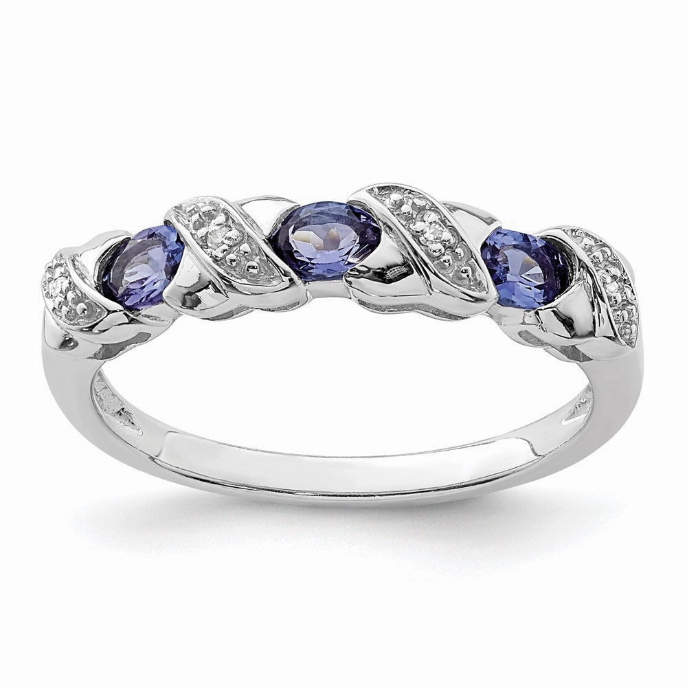 Sterling Silver Rhodium Tanzanite & Diam. Ring